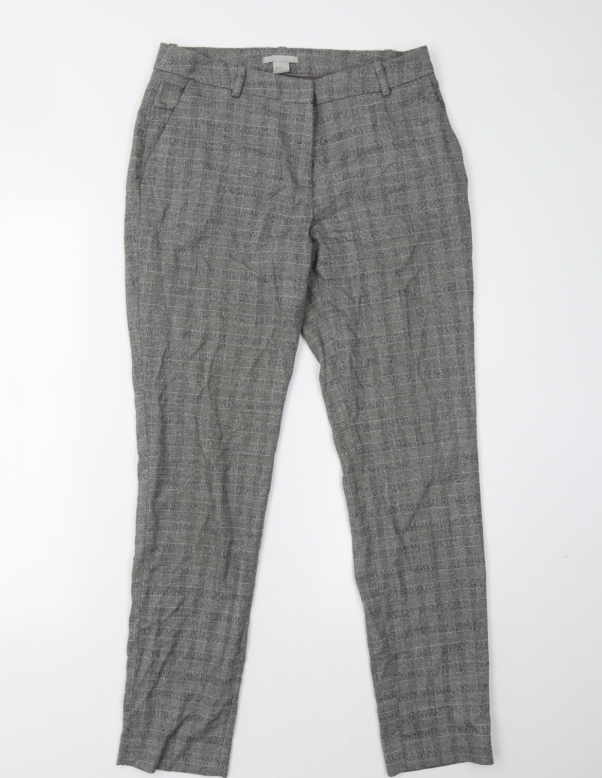 H&M Womens Grey Check  Trousers  Size 10 L30 in