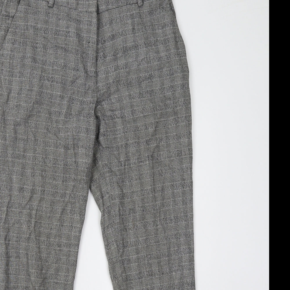 H&M Womens Grey Check  Trousers  Size 10 L30 in