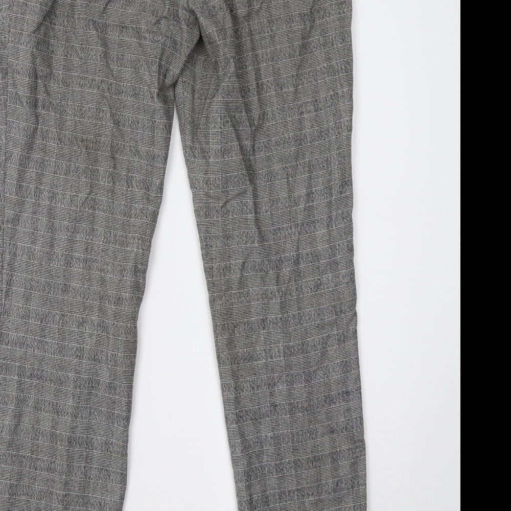 H&M Womens Grey Check  Trousers  Size 10 L30 in