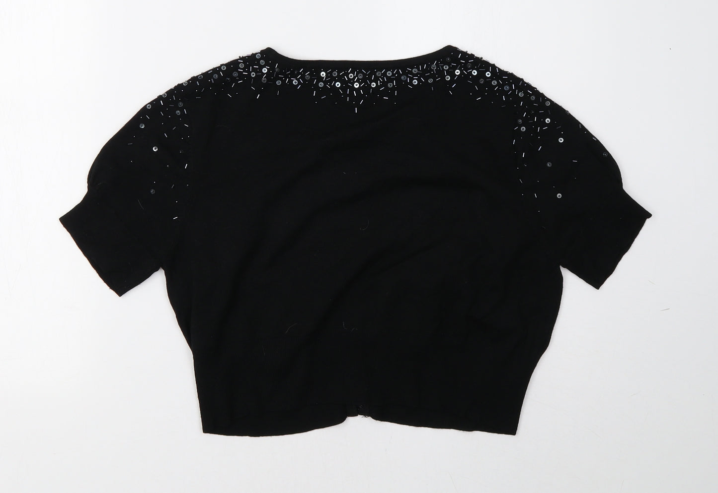 Debenhams Womens Black  Knit Cardigan Jumper Size 10  - cropped