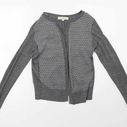 LOFT Womens Grey Geometric  Cardigan Jumper Size S