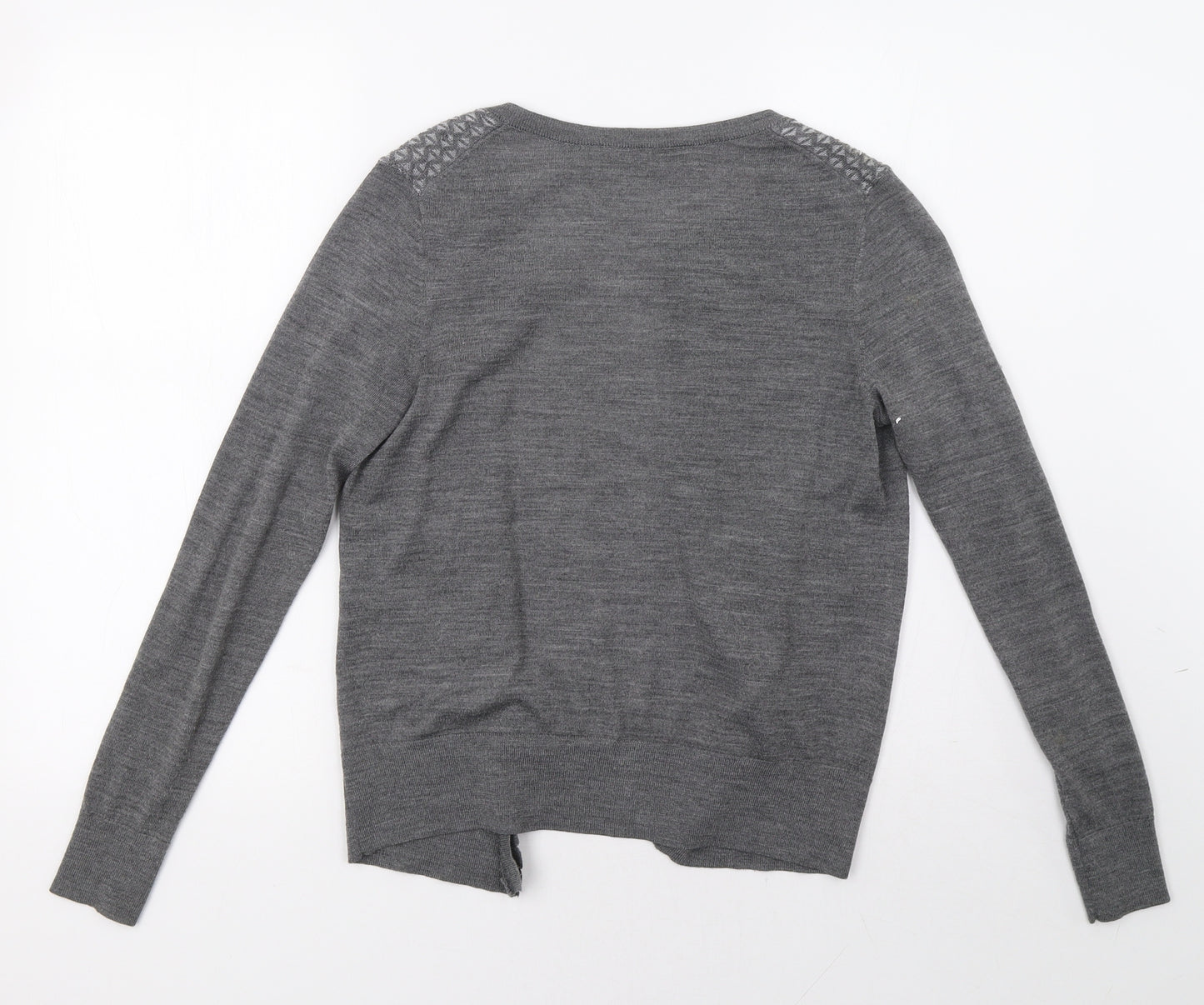 LOFT Womens Grey Geometric  Cardigan Jumper Size S