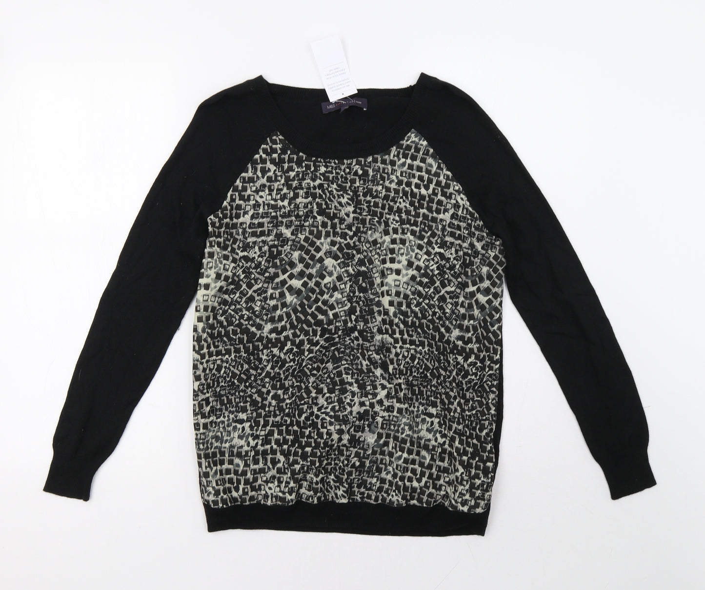 Marks and Spencer Womens Black Animal Print  Pullover Sweatshirt Size 6