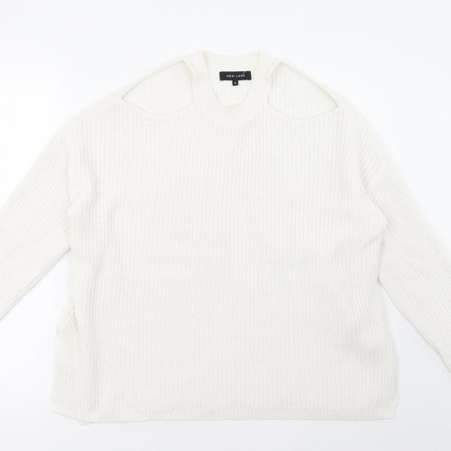 New Look Womens White   Pullover Sweatshirt Size S