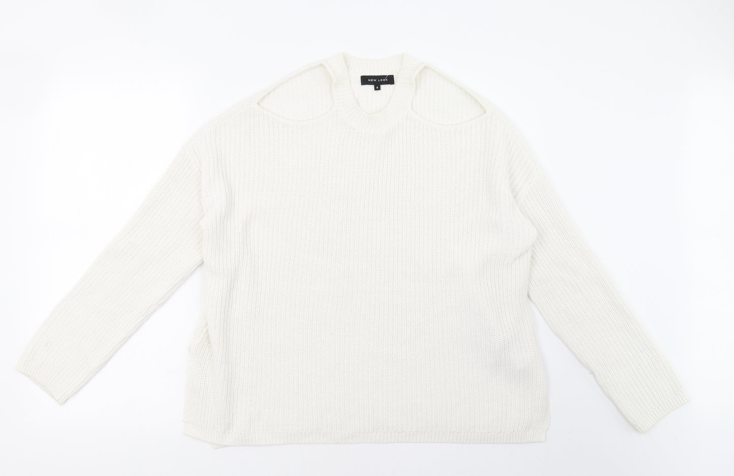 New Look Womens White   Pullover Sweatshirt Size S