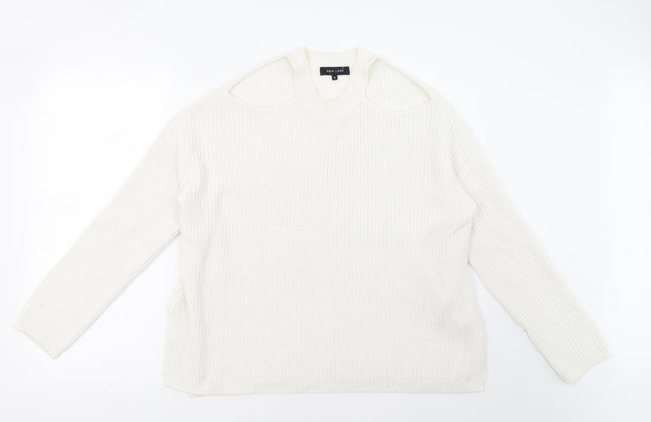 New Look Womens White   Pullover Sweatshirt Size S