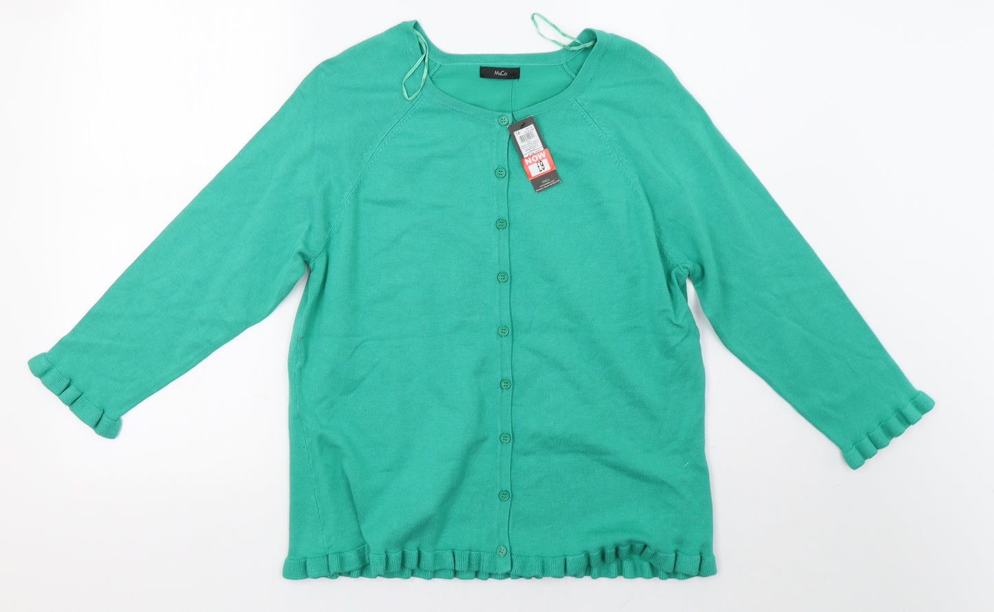 M&Co Womens Green  Knit Cardigan Jumper Size 16