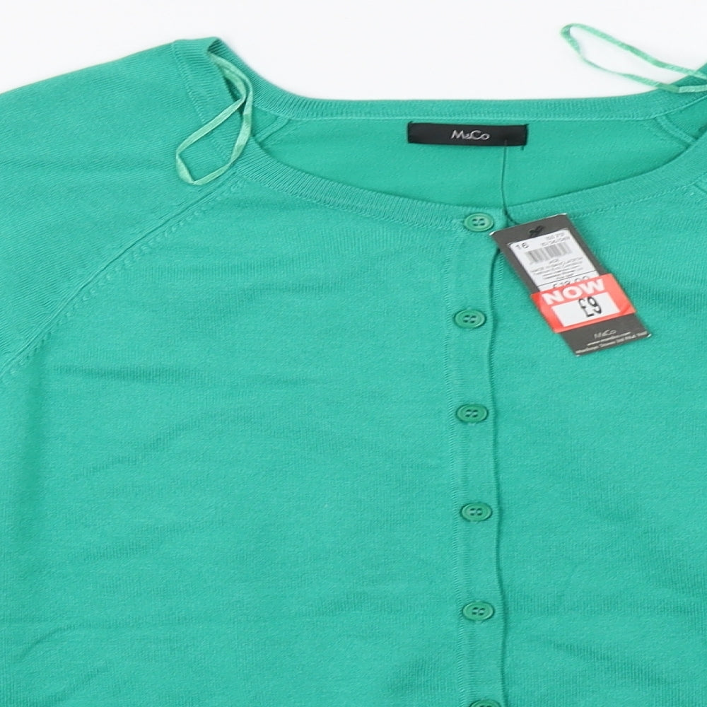 M&Co Womens Green  Knit Cardigan Jumper Size 16