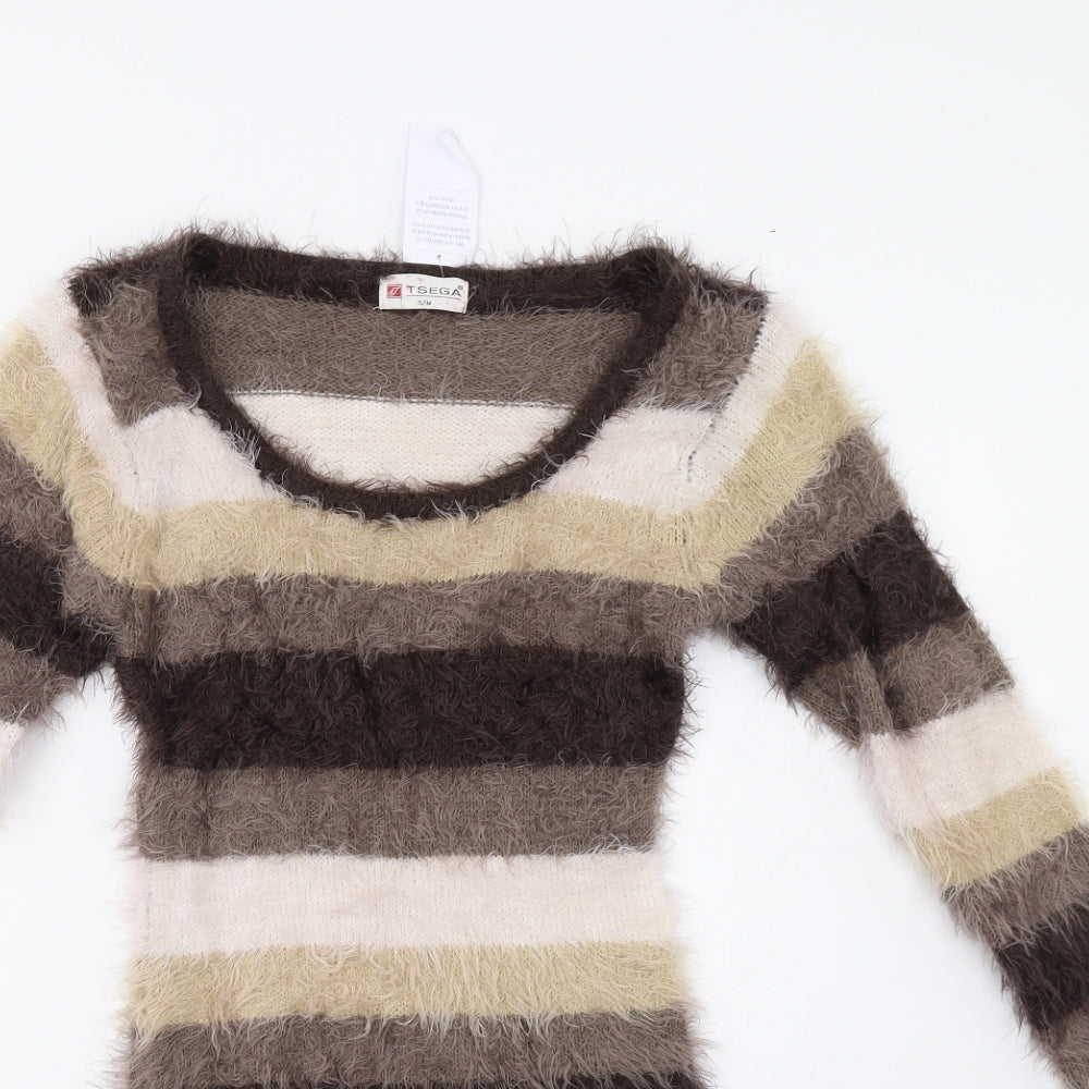 Tsega Womens Brown Striped  Bodycon  Size S