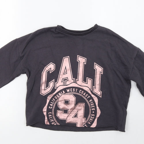 F&F Girls Grey   Pullover Sweatshirt Size 8-9 Years  - Cropped