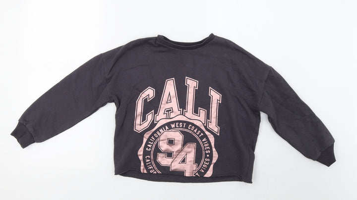 F&F Girls Grey   Pullover Sweatshirt Size 8-9 Years  - Cropped