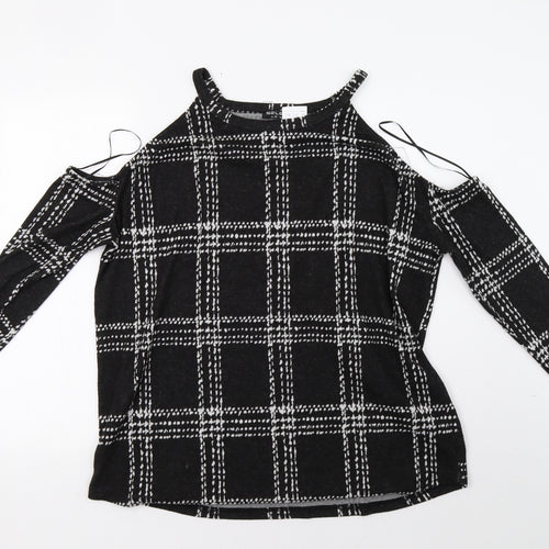 Select Womens Black Check  Pullover Sweatshirt Size 16