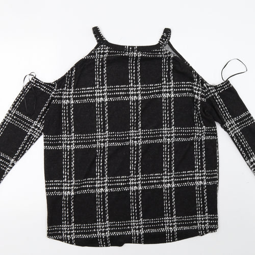 Select Womens Black Check  Pullover Sweatshirt Size 16