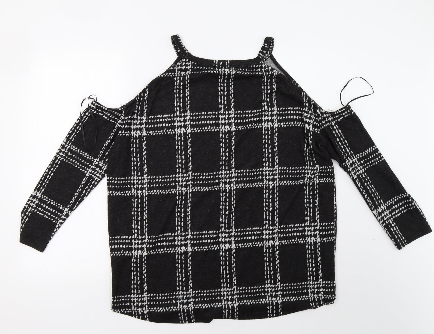 Select Womens Black Check  Pullover Sweatshirt Size 16