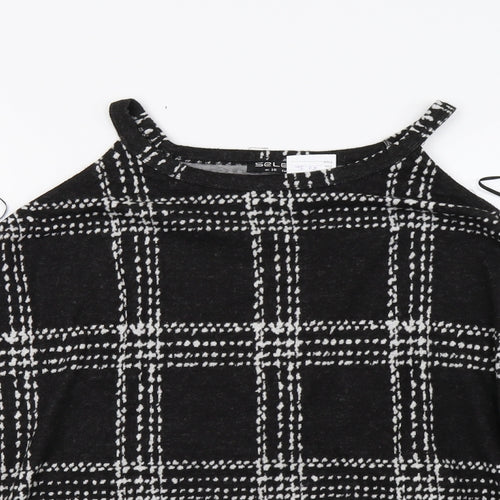 Select Womens Black Check  Pullover Sweatshirt Size 16
