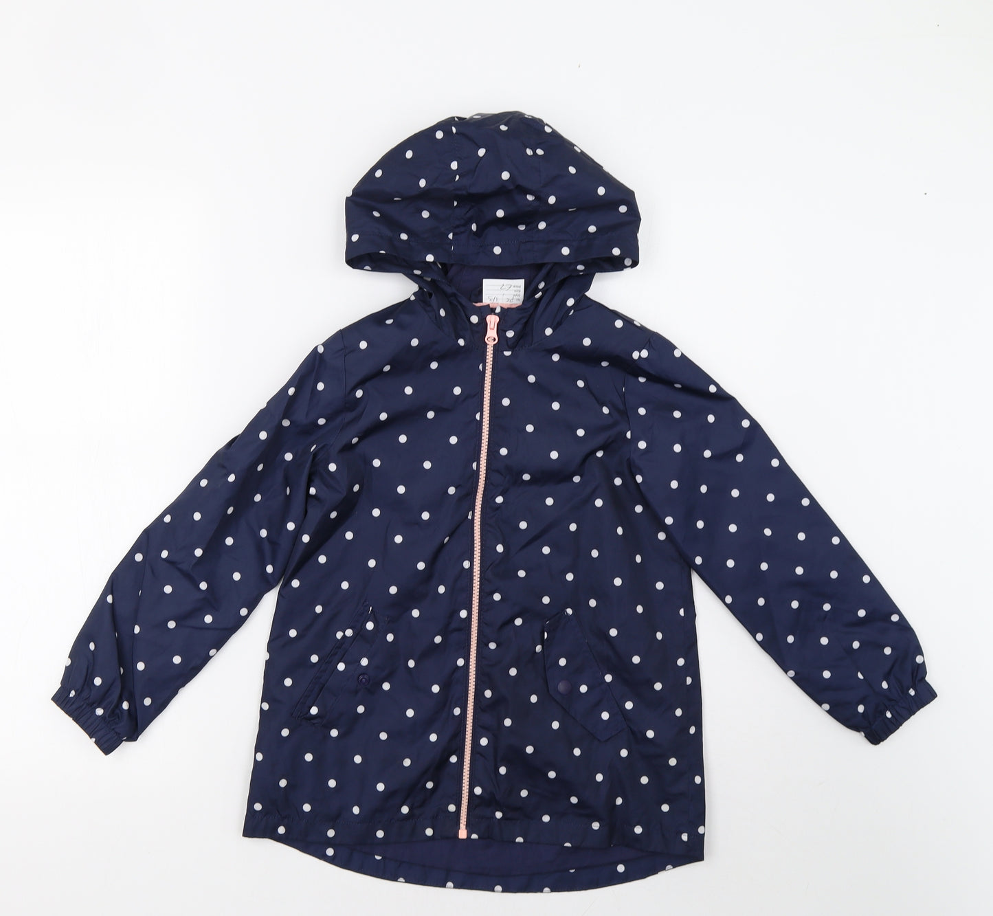 F&F Girls Blue Polka Dot  Basic Coat Coat Size 7-8 Years
