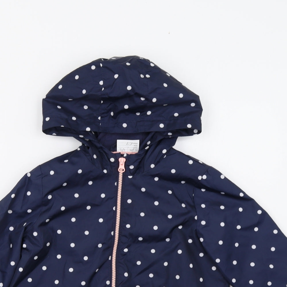 F&F Girls Blue Polka Dot  Basic Coat Coat Size 7-8 Years