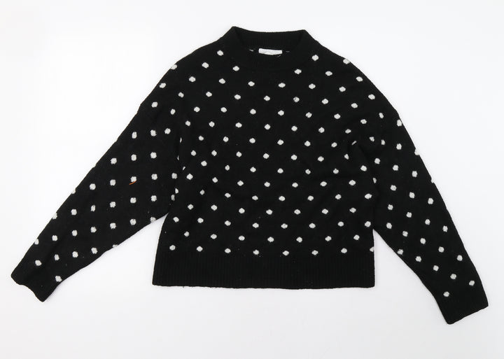 H&M Womens Black Polka Dot Pullover Sweatshirt Size S
