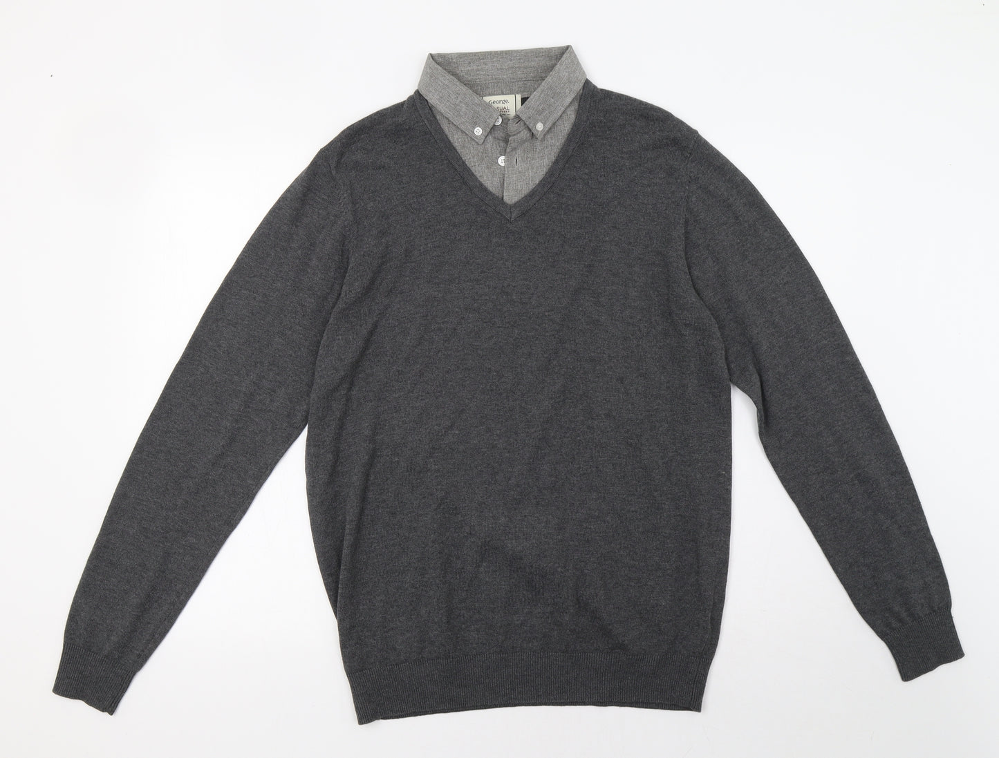 George Mens Grey   Pullover Sweatshirt Size M