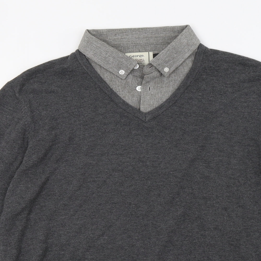 George Mens Grey   Pullover Sweatshirt Size M