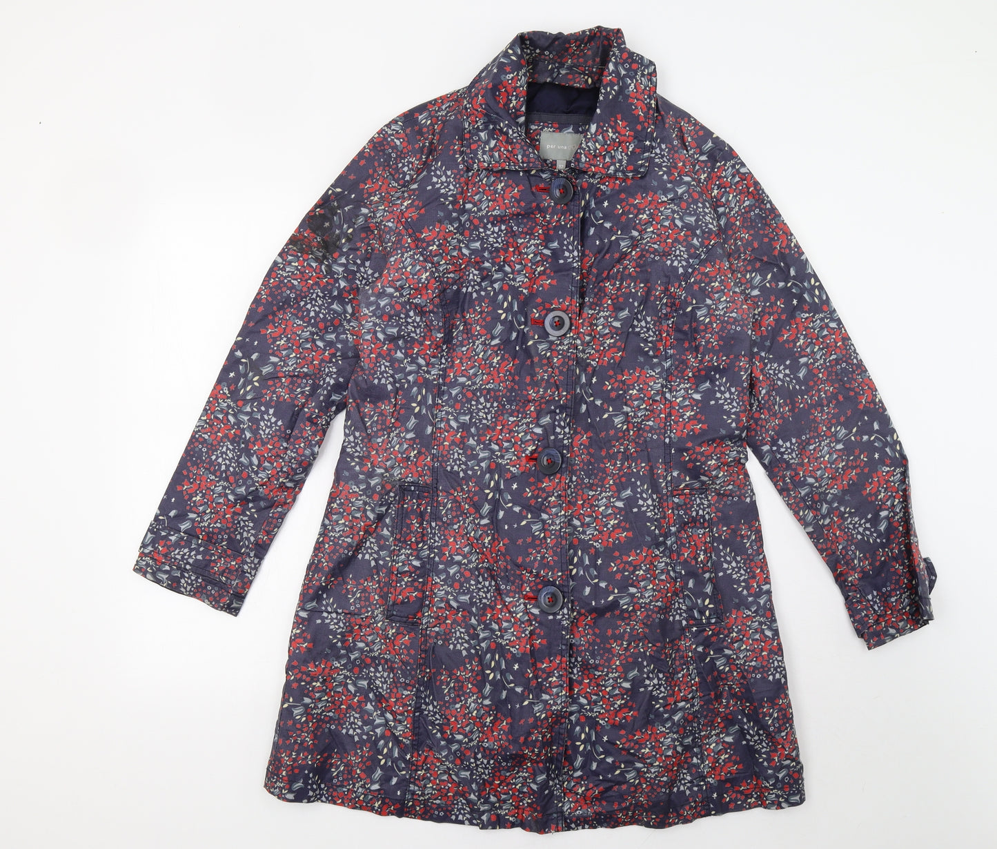 Marks and Spencer Womens Blue Geometric  Jacket Coat Size 12
