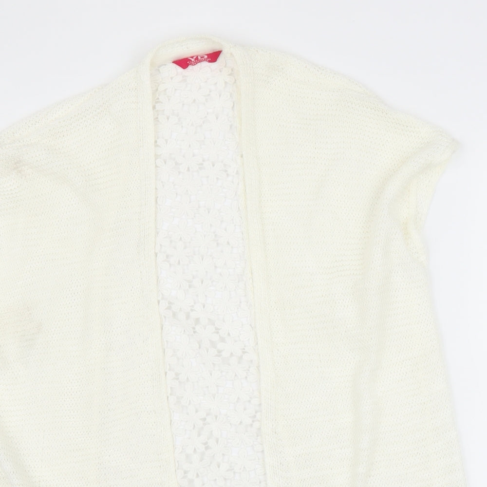 yd Girls White   Cardigan Jumper Size 10-11 Years