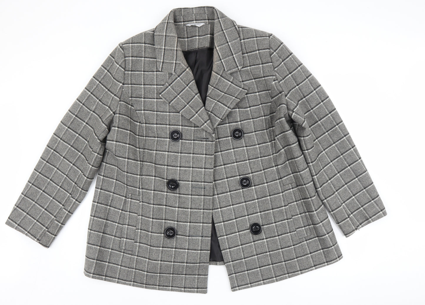 Classic Womens Grey Check  Jacket Coat Size 18