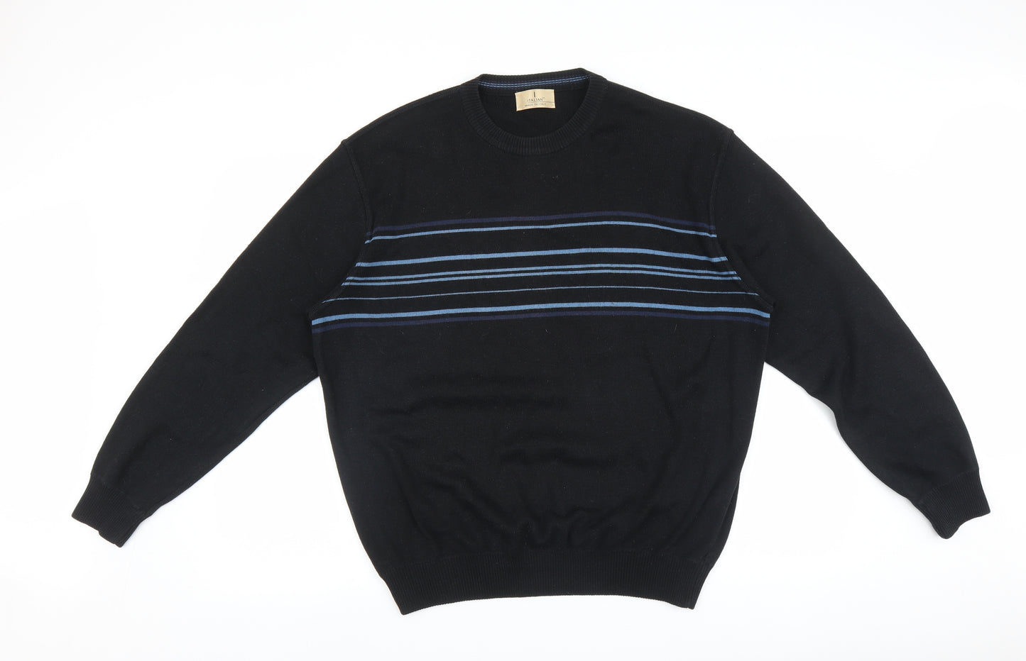 Marks and Spencer Mens Black Striped  Pullover Jumper Size M