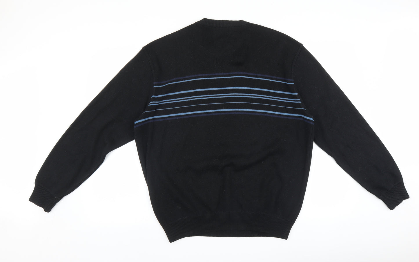 Marks and Spencer Mens Black Striped  Pullover Jumper Size M