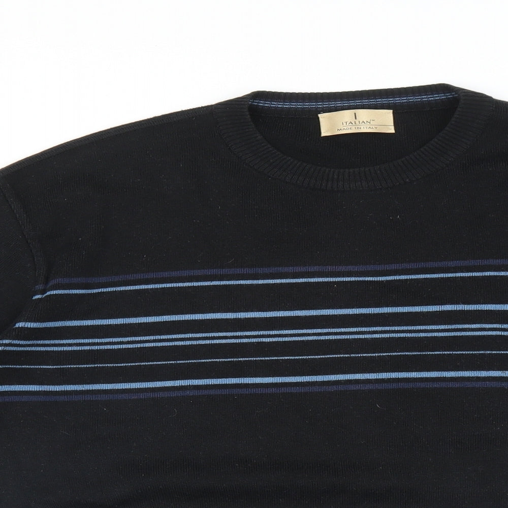 Marks and Spencer Mens Black Striped  Pullover Jumper Size M