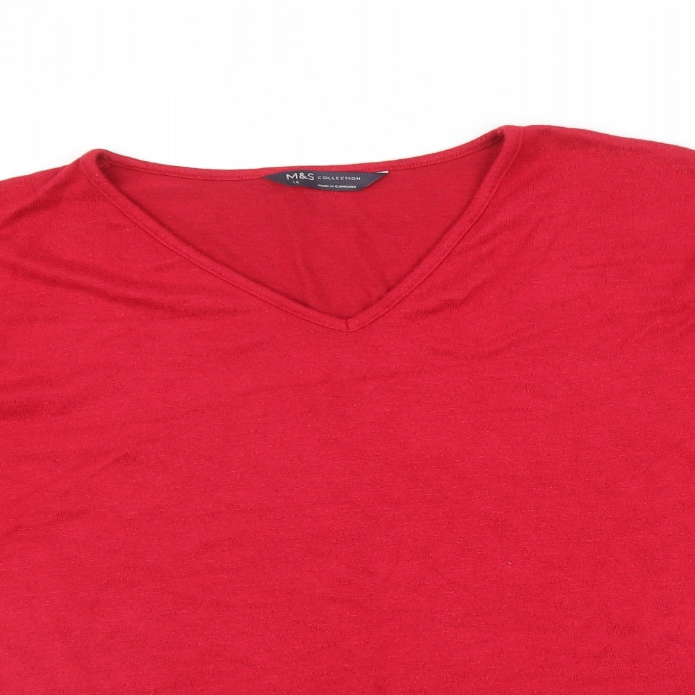 Marks and Spencer Womens Red   Pullover Jumper Size 14