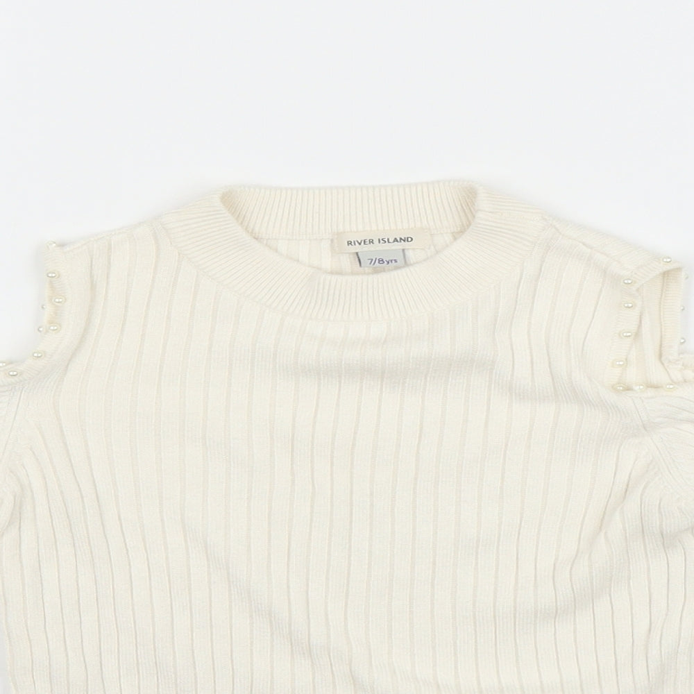 River Island Girls White   Pullover Jumper Size 7-8 Years