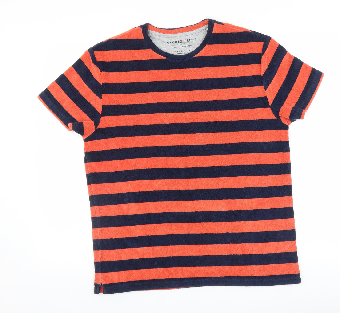 Racing Green Mens Multicoloured Striped   T-Shirt Size M