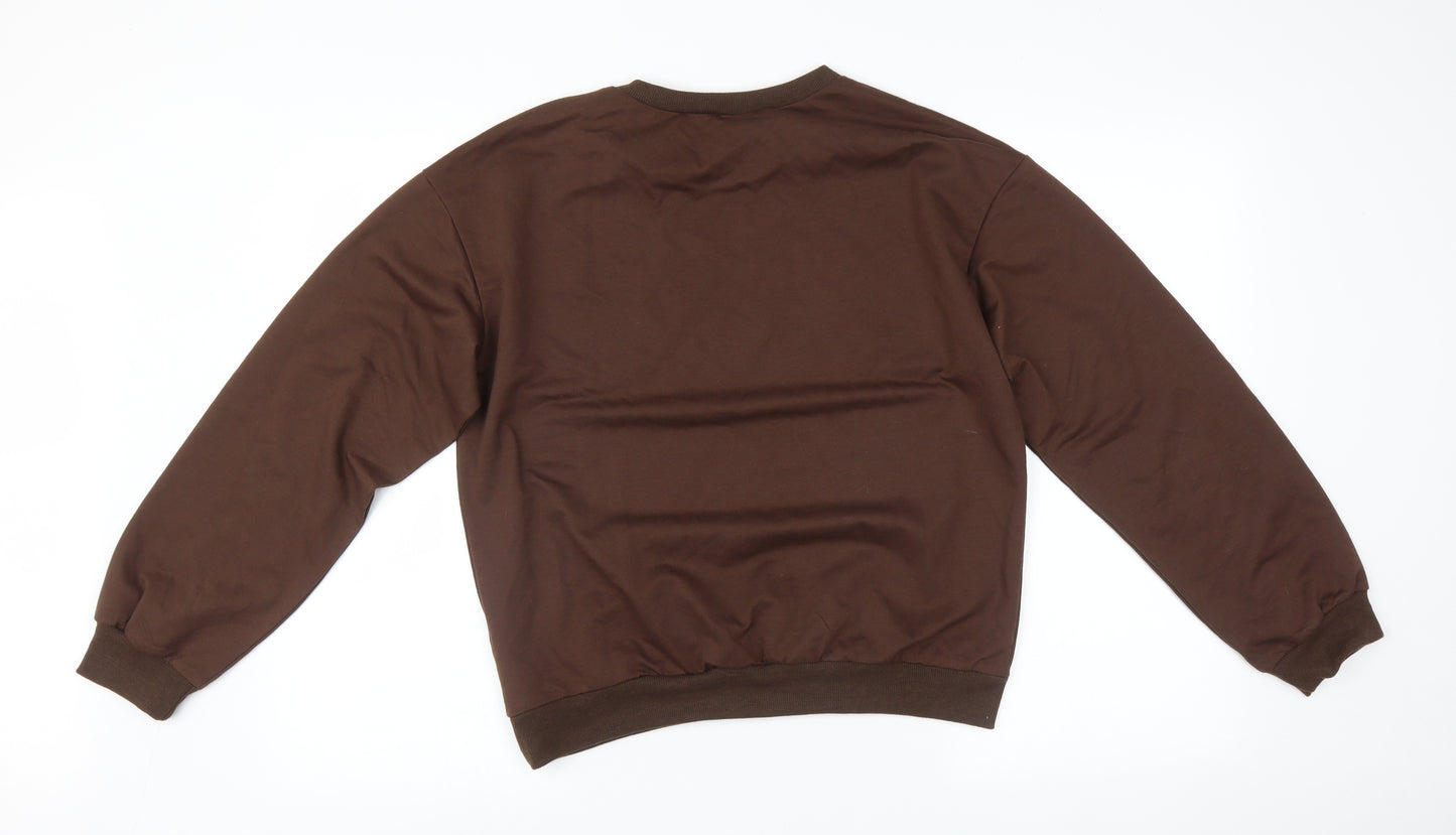 ROMWE Womens Brown   Pullover Sweatshirt Size M