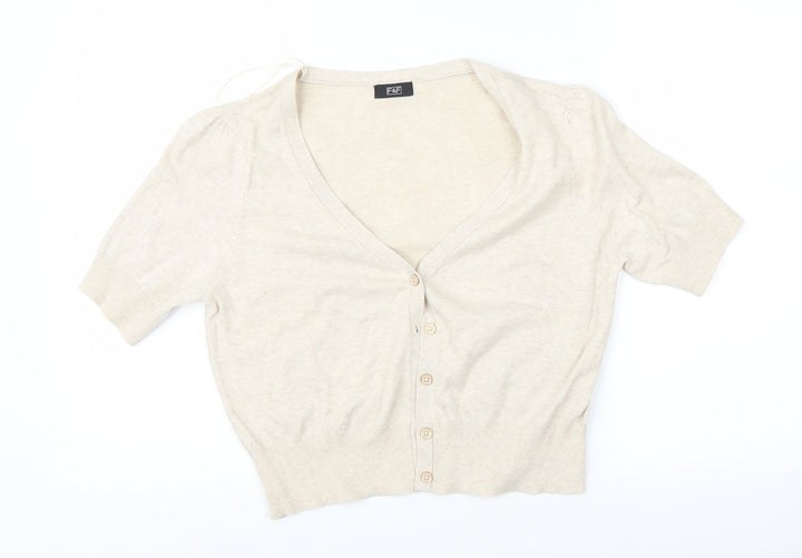 F&F Womens Beige Cardigan Jumper Size 16
