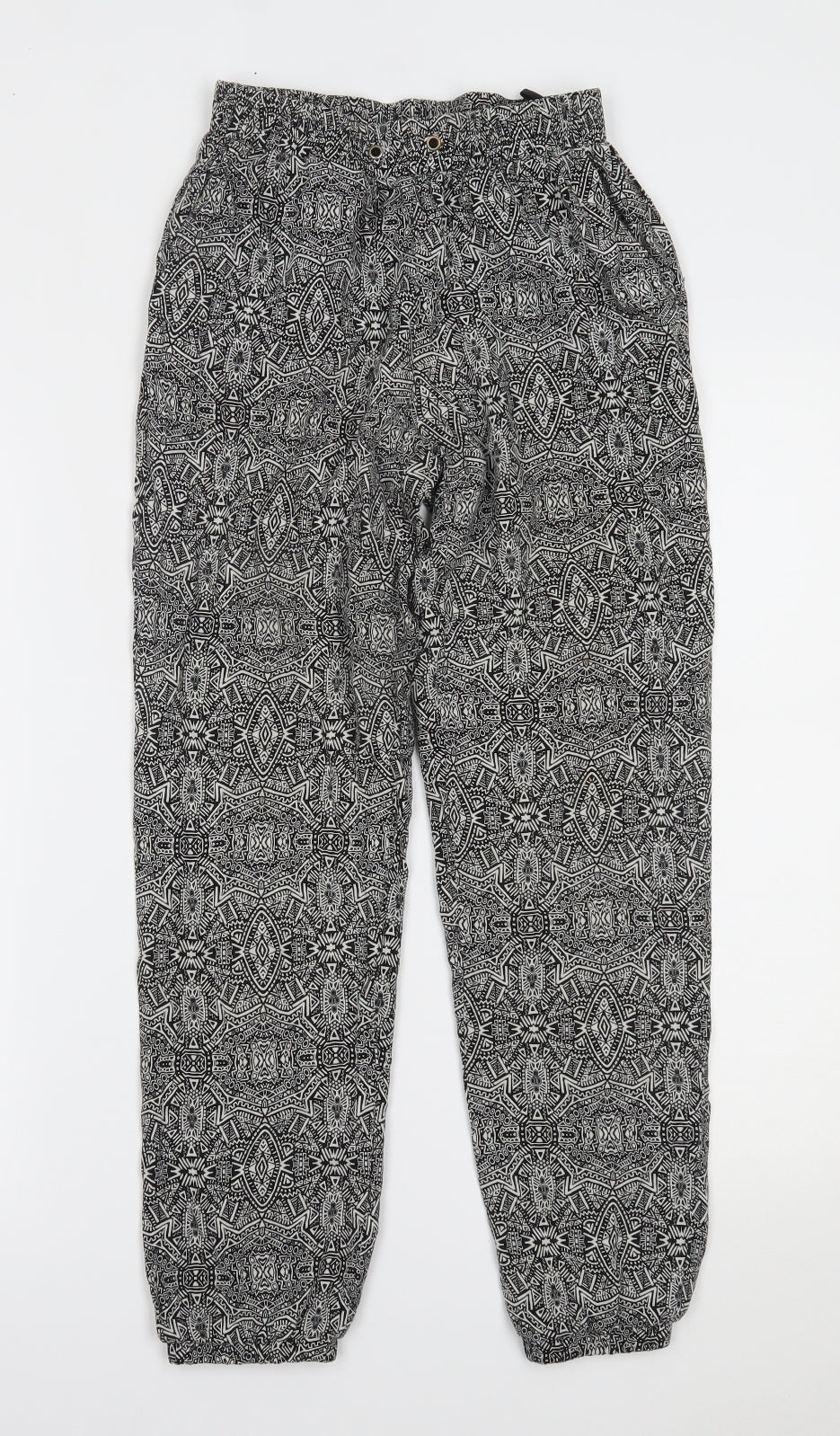 New Look Womens Black Geometric  Trousers  Size 6 L25 in