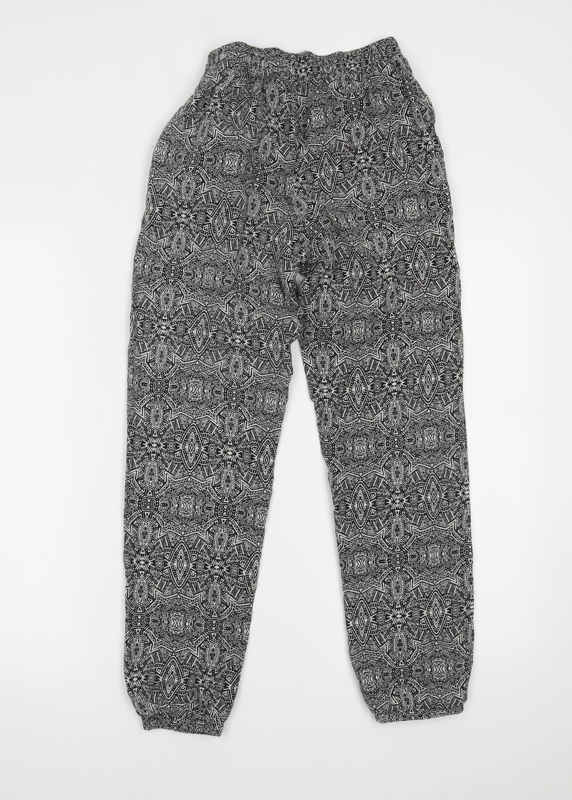 New Look Womens Black Geometric  Trousers  Size 6 L25 in