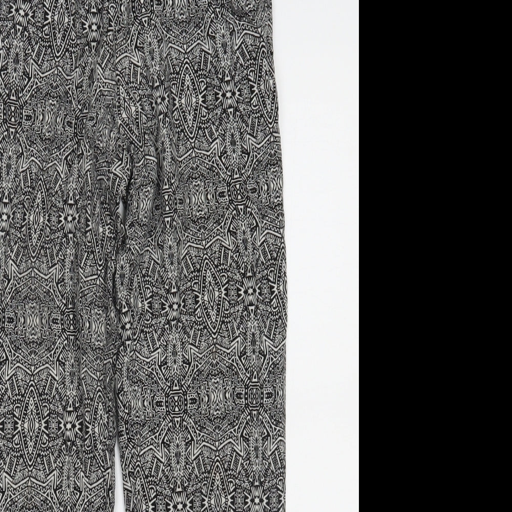 New Look Womens Black Geometric  Trousers  Size 6 L25 in