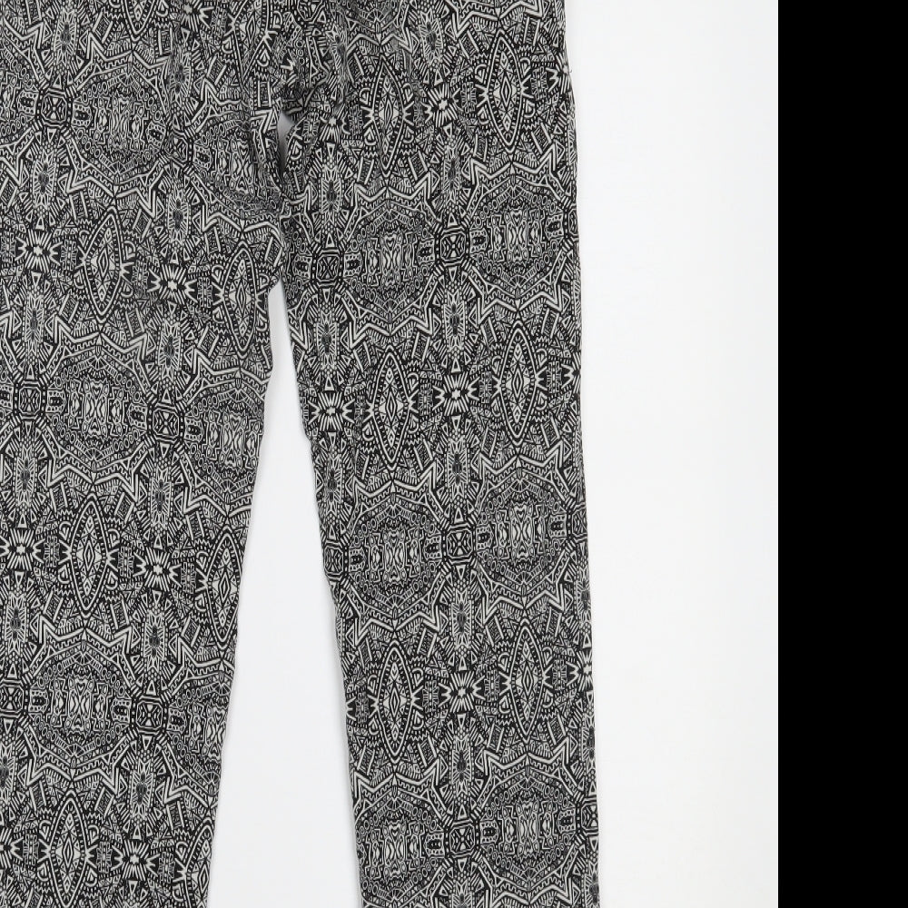 New Look Womens Black Geometric  Trousers  Size 6 L25 in