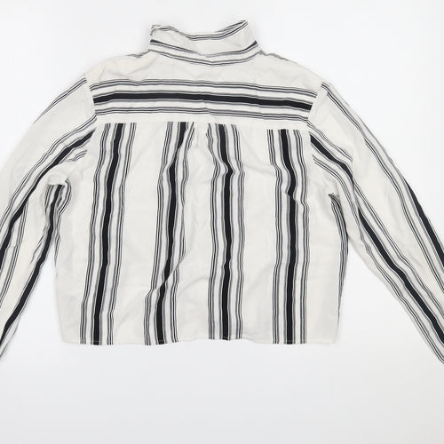 H&M Womens White Striped  Basic Button-Up Size 10