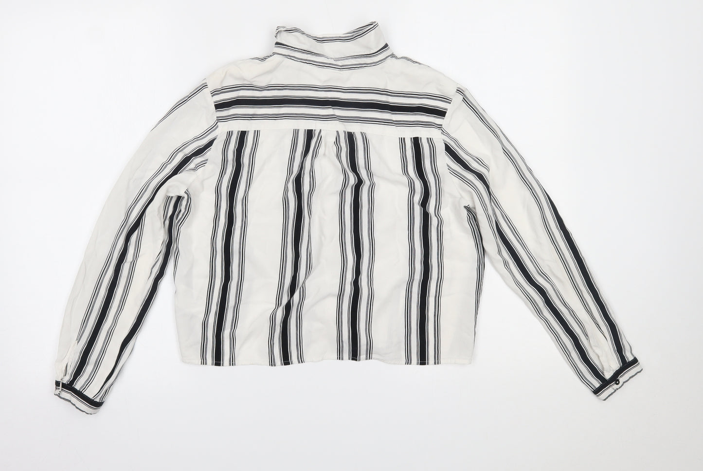 H&M Womens White Striped  Basic Button-Up Size 10