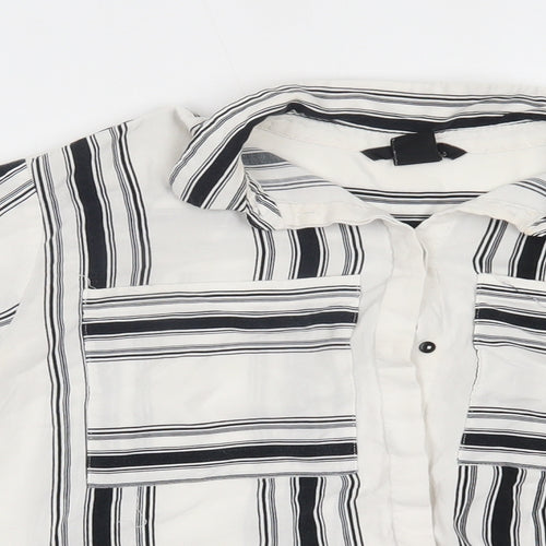H&M Womens White Striped  Basic Button-Up Size 10