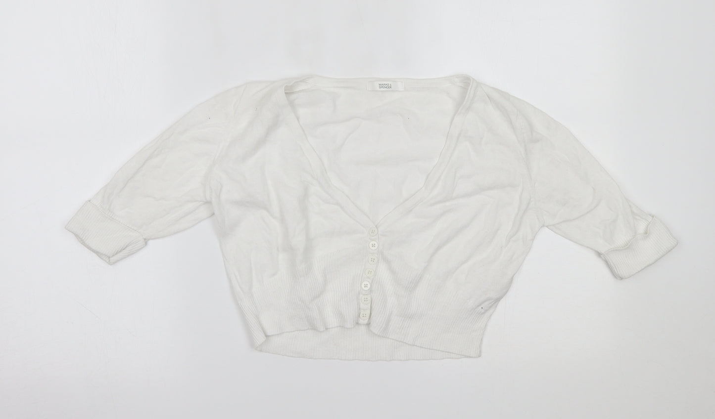 Marks and Spencer Womens White   Cardigan Jumper Size 12