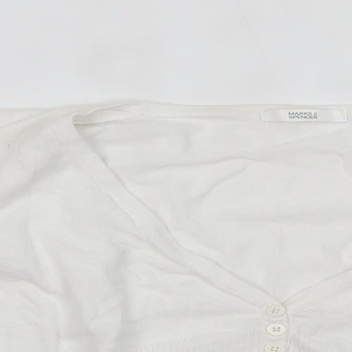 Marks and Spencer Womens White   Cardigan Jumper Size 12