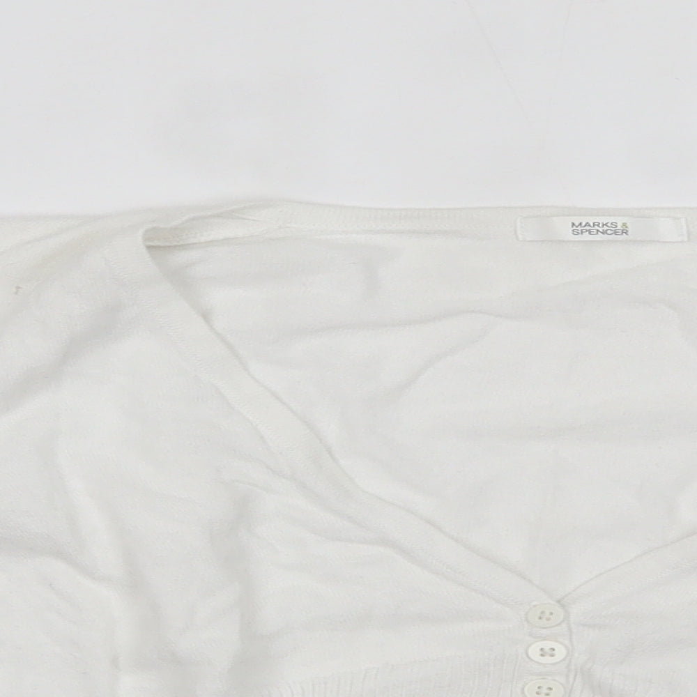 Marks and Spencer Womens White   Cardigan Jumper Size 12