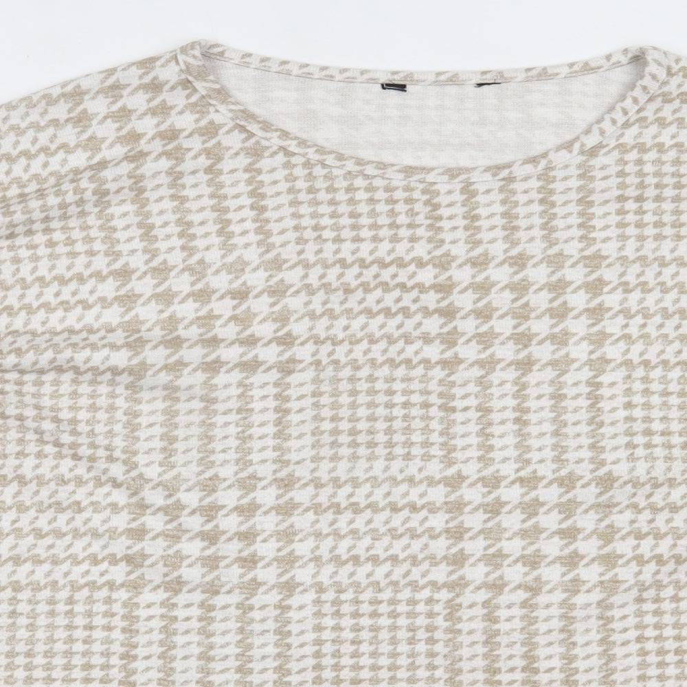 Peacocks Womens Brown Houndstooth  Basic Blouse Size 18