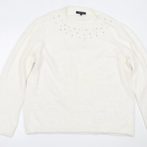 Peacocks Womens White   Pullover Jumper Size XL