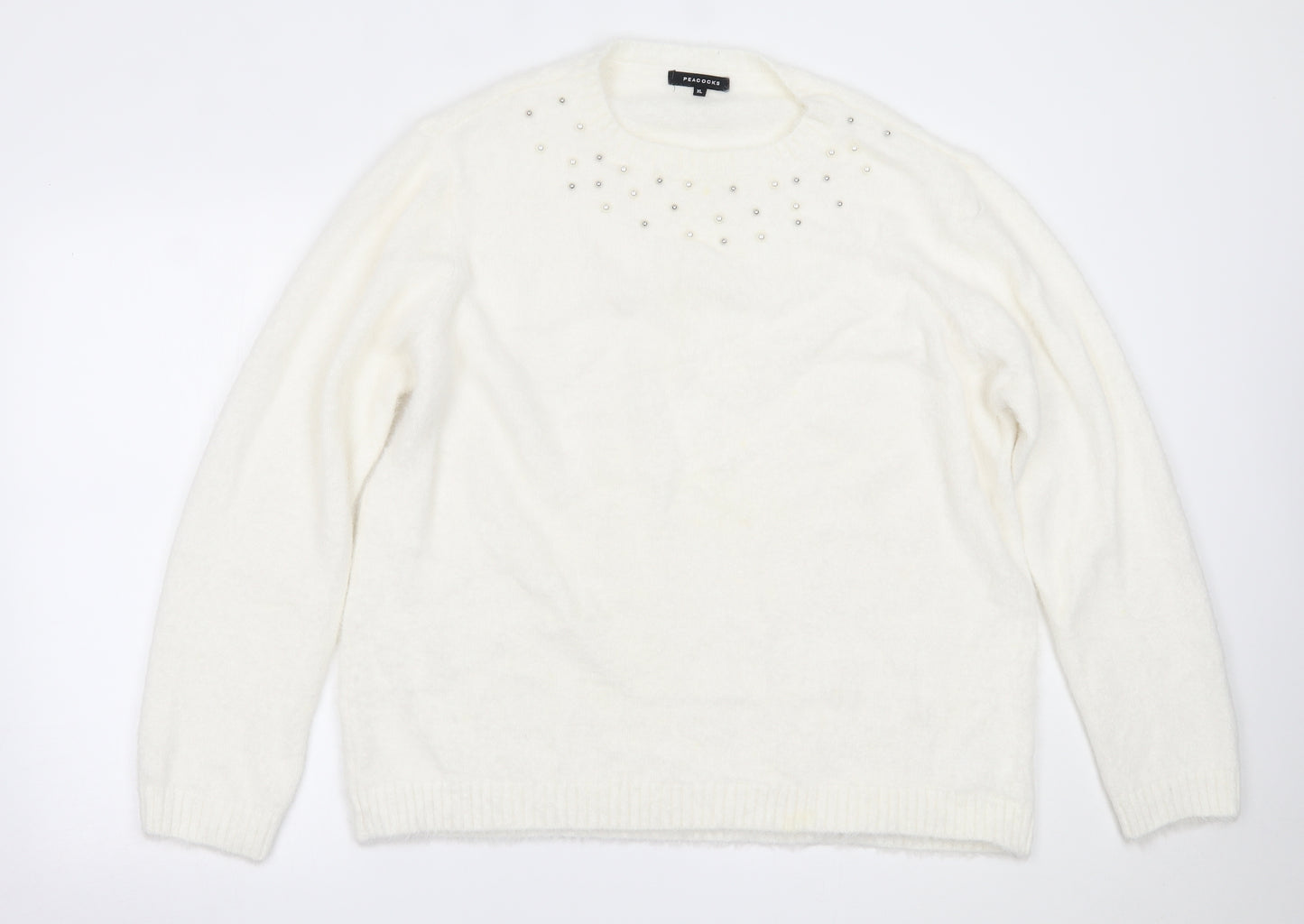 Peacocks Womens White   Pullover Jumper Size XL