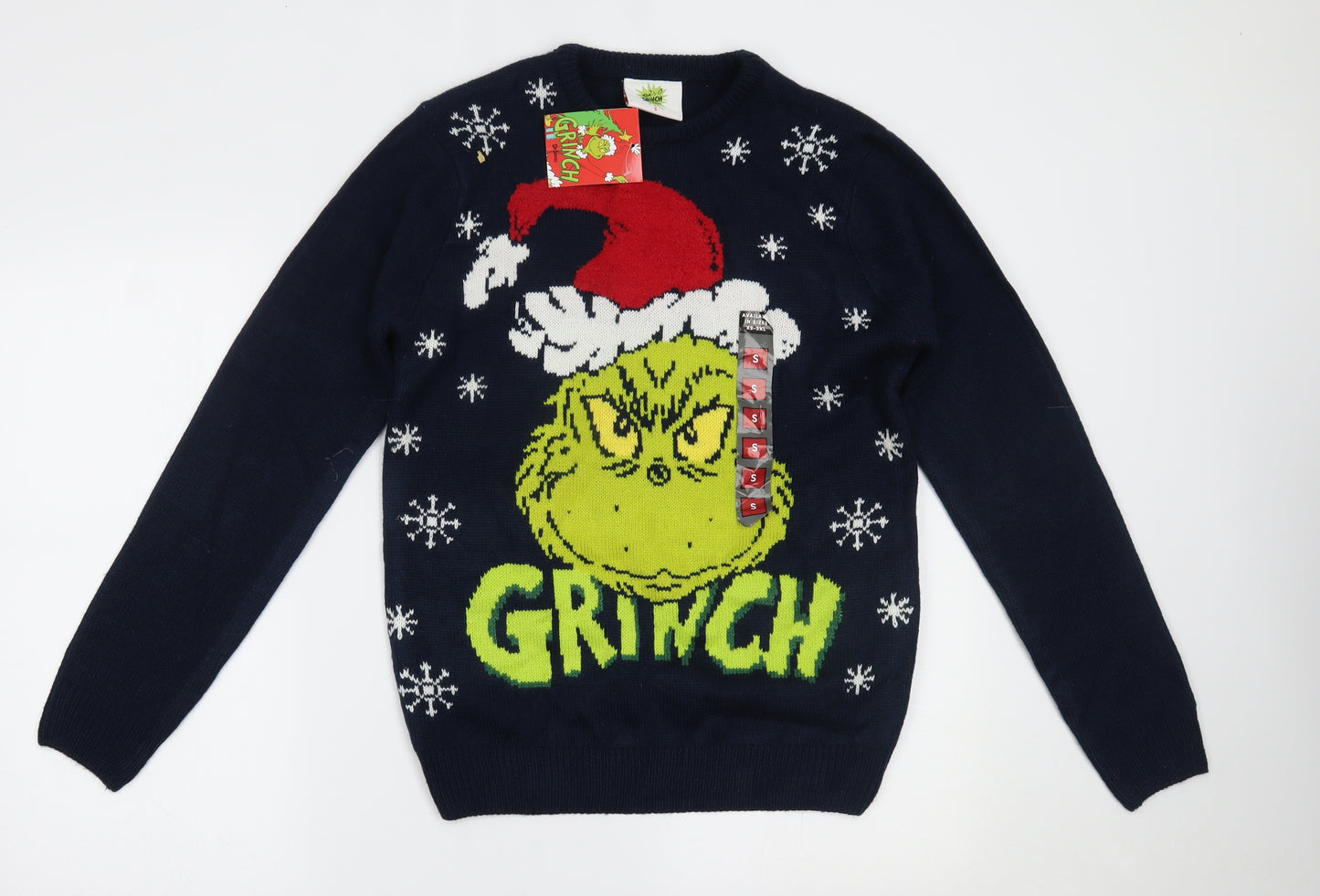 Primark Mens Blue   Pullover Jumper Size S  - Christmas, The Grinch