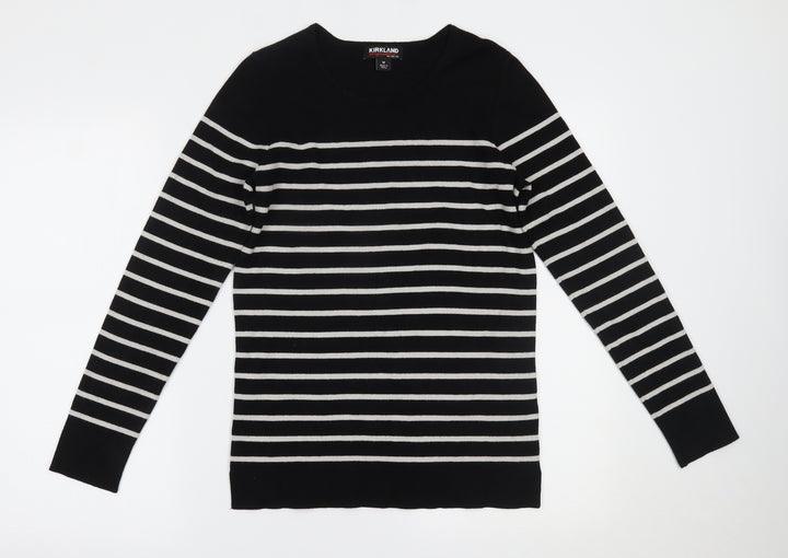Kirkland Womens Black Striped  Basic Blouse Size M